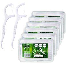 Dental Floss, 300+40 Stück Zahnseide Sticks Zahnstocher Stick, Zahn Draht Zahnpflege Interdental Flossers mit Y-Form Design, Einwegzahnseide Zahnreinigung Sticks von Yuede (6x50+40Pcs) (Weiß)