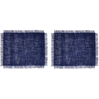 Mikasa Jute Tischsets, 2er Set, blaue rechteckige Tischsets für rustikale Esstische, 35 x 45cm, rutschfeste Tischsets | Naturdesign