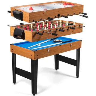 COSTWAY 3 in 1 Multi Spieltisch, Tischkicker mit Billard & Hockey | Multifunktionstisch mit Metallrahmen & Zubehör, Kickertsich Tischfußball für Kinder, Erwachsene