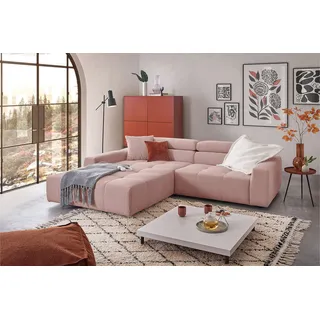 KAWOLA Eckcouch Cord 4-Sitzer Rosa