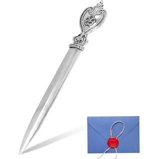 Metall Brieföffner Herzform, 12,8cm Langlebiger Umschlagöffner aus Zinklegierung, Sicherer Briefumschlagschneider mit Glattem Schnitt, Brieföffner aus Edelstahl für Büro, Schule & Paketöffnung