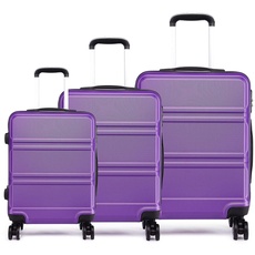 Kono 3-teiliges Koffer-Set mit 4 Rädern und Trolley aus leichtem ABS-Kunststoff, 50,8 cm, 61 cm, 71,1 cm (3-teiliges Set, lila)