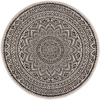 benuta Nest Outdoorteppich rund Cleo Weiß/Schwarz ø 150 cm rund , Textil , Grafikmuster , Rund , 150x150 cm , Oeko-Tex® Standard 100 , wasserabweisend , Teppiche und Böden, Teppiche, Outdoorteppiche