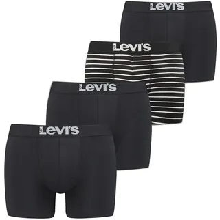 Levi’s Basic-Boxershorts, einfarbige und gestreifte Baumwollunterwäsche für Männer mit elastischem Bund, kein Hochrutschen, 4er-Pack