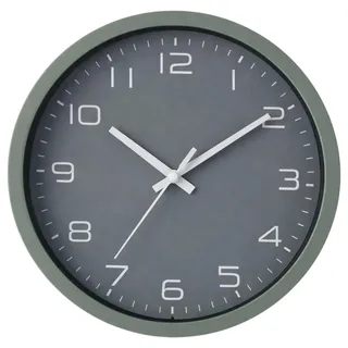 MIJOMA Wanduhr rund 20 cm modern leise ohne Ticken Wanduhr Wohnzimmer Küche Schlafzimmer geräuschlos Quarz Uhr Wanddeko stilvoll skandinavisch Design Kunststoff (Schiefergrau)