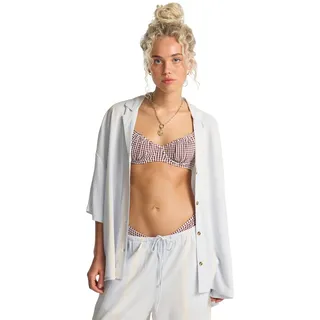 Longshirt BILLABONG "Beach Side", Damen, Gr. L, weiß (misty blau), Obermaterial: 60% Baumwolle, 40% Viskose., Shirts Longshirt