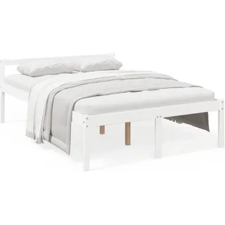 vidaXL Seniorenbett Weiß 135x190 cm Massivholz Kiefer - Weiß