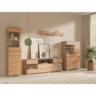 OTTO home "VETRO: besteht aus 2 Vitrinen, 1 Sideboard & 1 Wandregal, Wohnzimmer.", 4 Stk. tlg., eichefarben