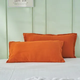 Simple&Opulence Musselin Kissenbezüge 40×80cm Baumwolle, Kissenbezug Extra Weich und Atmungsaktiv mit Umschlagsverschluss 2-Pack, Orange Gebrannt