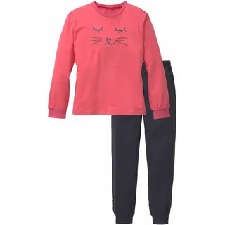 Pyjama VIVANCE, Jungen, Gr. 170/176, schwarz (hummer, anthrazit, meliert), Jersey, Obermaterial: 100% Baumwolle, bedruckt, Basic, lässig geschnitten, Rundhals, angesetztes Bündchen, Homewear-Sets Pyjama, langer Schlafanzug, mit Katzendruck, aus Baumwolle, Topseller