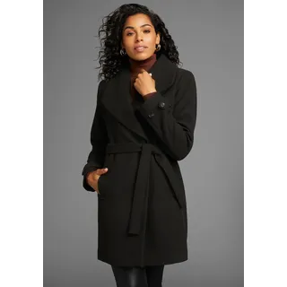 LAURA SCOTT Wollmantel 2 mit Reverskragen und Gürtel, schwarz