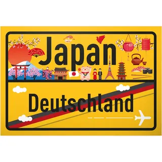DankeDir! Japan Deutschland Ortsschild - Schild 30 x 20 cm - Geschenk Idee Gutschein Reise Urlaub Reisegutschein Männer & Frauen Geldgeschenk Abschiedskarte Geschenkidee Deko Karte