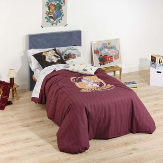 BELUM | Bettbezug Harry Potter, Bettbezug mit Knöpfen 100% Baumwolle, Modell Gryffindor Sweet für 80 cm Bett (140 x 200 cm)