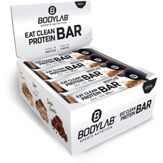 Bodylab24 Eat Clean Protein Bar 12 x 65g / Protein-Riegel mit wertvollen Ballaststoffen / 20g Eiweiß pro Riegel / Leckerer Eiweißriegel für Fitness, Sport und unterwegs / Erdnuss-Karamell