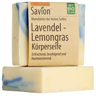 Savion Lavendel-Lemongras Körperseife, Vegan, Palmölfrei, Tierversuchsfrei, 80g