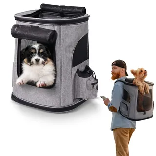 Mobiclinic Mobiclinic® Pets, Haustier Rucksack, Thor, Faltbar, Mesh-Fenster, Zubehörtaschen, Multi-zugang, Doppelter Griff, , Verstellbar, 30x25x40 cm, - Grau
