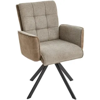 Livetastic Armlehnstuhl , Braun, Schwarz , Holz, Metall, Textil , Pappel , Sperrholz , Füllung: Schaumstoff , Drehkreuz , 61x91x64 cm , Sitzfläche 360° drehbar , Esszimmer, Stühle, Polsterstühle