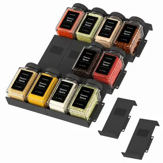 Famhap Gewürzregal Schublade Gewürz Organizer 12 Stück