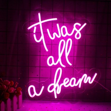 It was All A Dream Neon Sign Light Dream Neon Lights Wall Decor for Wedding Party Letters LED Signs Club Office Hotel Pub Cafe Hochzeit Geburtstagsfeier 16,5 "x 13,4" (Rosa)