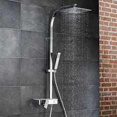 HSK Shower-Set AquaSwitch RS 500 Mix, Ablage Glas schwarz, 1001840-08, Ausführung: mit Kopfbrause eckig, super-flach, 250x250x2mm