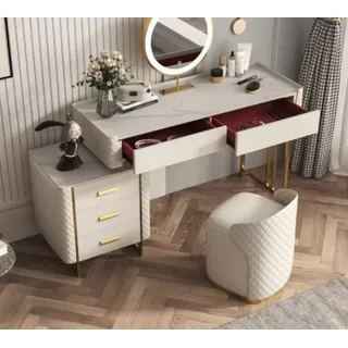 Schminktisch Wandpiegel Friseur Kommode Konsolen Tische Schlafzimmer Tisch Neu - Weiß, Gold