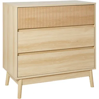 Beliani Kommode Heller Holzfarbton MDF-Platte Halbhoch Schmal mit 3 Schubladen WALES Hellbraun