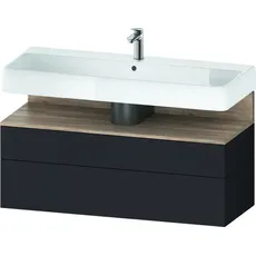 Duravit Qatego Waschtischunterbau, 1 Auszug und 1 Schublade, 1190x470x590mm, Nische Eiche Mamoriert, QA4396055, Farbe: Graphit Supermatt/mit Nischenbeleuchtung