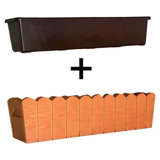 Blumentopf aus Holz gefräst 65cm orange rechteckiger Blumenkasten