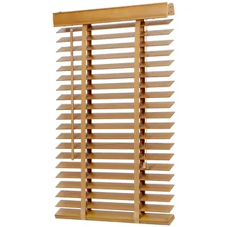 Sekey Jalousie Holzjalousie 50mm Holz jalousien Jalousette Echtholz Anpassbare Jalousie 60x200cm Buche