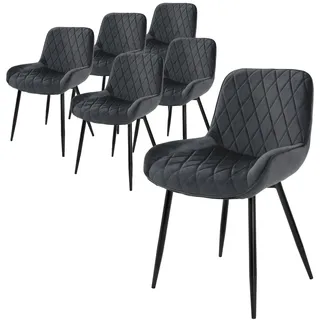 ML-Design Esszimmerstuhl Anthrazit Samt 6er Set