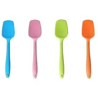 BLUGUL 4 Stück Silikon Löffel, Silikon Spatel für Kochen und Backen, Hochhitzebeständiger, Schaufelförmig, Klein