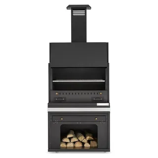 Schwarzer Edelstahl Grillkamin im modernen Design für Garten - Schwarz