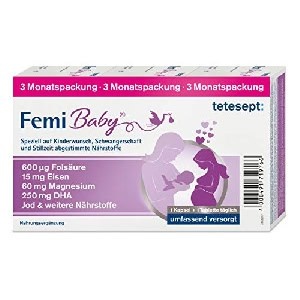 tetesept Femi Baby &#8211; 16 Nährstoffe für Kinderwunsch, Schwangerschaft &amp; Stillzeit | 3 Monats-Packung um 10,89 € statt 34,45 €