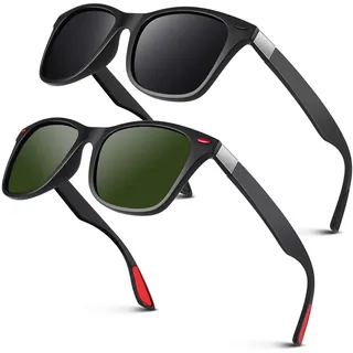 LINVO Sonnenbrille Herren Damen Polarisiert TR90 Superleichtes Retro Eckig Klassisch UV400 Schutz Cat 3 CE