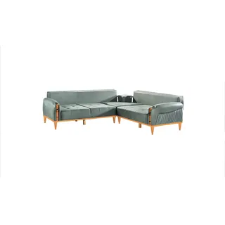 Sofa L-Form Ledersofa Couch Wohnlandschaft Garnitur Design Modern Sofa Ecksofa - Grau