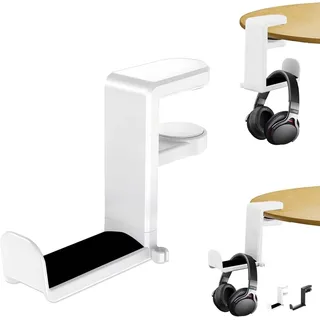 BASVII Gaming Headset Halterung Tisch Kopfhörerhalter Headphone Stand Kopfhörerständer Gaming Accessories für DJ,PC,Tisch in mit 360° Rotatable Gaming Kopfhörer Ständer Weiß (Weiß)