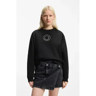 Sweatshirt HUGO BLUE "Classic Crew", Damen, Gr. M (38), schwarz 001, Sweatware, Obermaterial: 100% Baumwolle, unifarben, relaxed fit hüftbedeckend, Rundhals, Rippbündchen, Sweatshirts Sweatshirt, Relaxed Fit, mit Strass-Steinen