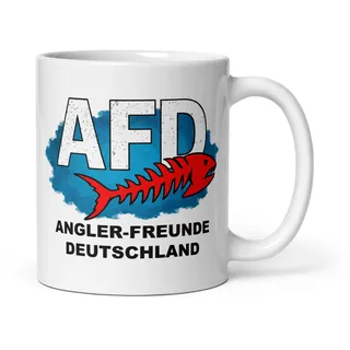 AFD Angler Tasse Witzig Geschenk für Angler Freunde Deutschland Lustig Fischen Gag Becher Camping Humor Kaffeetasse Anglergeschenk Männer Frauen aus Keramik