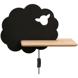 Kinderwandleuchte , Schwarz , Holz, Metall, Holzwerkstoff , Eiche , 12x24x36 cm , RoHS, Europäischer Sicherheitsstandard , Schnurschalter, einfach zu transportieren , Lampen & Leuchten, Innenbeleuchtung, Kinderzimmerlampen, Kinderwandleuchten