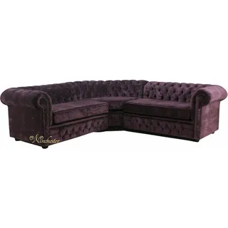 Lila Textil Polster Couch Chesterfield Stoff Sofa Eck Garnitur Sofas Sitz Ecken - Lila