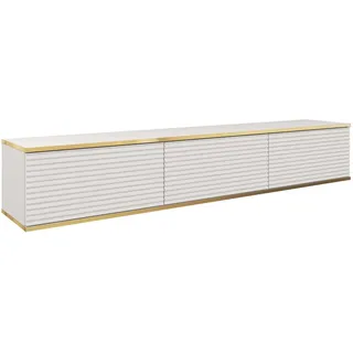 Hängendes TV Schrank - Modernes Design mit Push-to-Open-Funktion. Farbe: Weiss, D: L: 175 cm, H: 30 cm, T: 32 cm. TV Lowboard, TV Board, TV Sideboard Hängend, Wandschrank hängend - Weiß