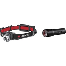 Ledlenser 500853 H8R, LED Stirnlampe, rotes Rücklicht & 501046 P7 Professionelle LED-Taschenlampe, schwarz. Auf 450 Lumen aufgerüstet, Hochleistung, Kompakt, Leistungsstark, 1,5 V, 13 x 3,7 x 13 cm