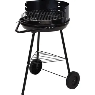 Grillwagen schwarz mit Räder Gartengrill Holzkohlegrill Standgrill Rundgrill