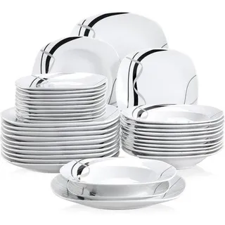 36-teiliges Porzellan Teller-Service-Set für 12 Personen - Modernes und Stilvolles Design