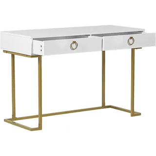 Beliani Westport Konsolentisch 115x77x50 cm Weiß/Gold