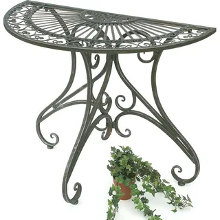 DanDiBo Tisch Halbrund Wandtisch Halbtisch 130434 Beistelltisch aus Metall 90 cm Gartentisch Konsole - Grün