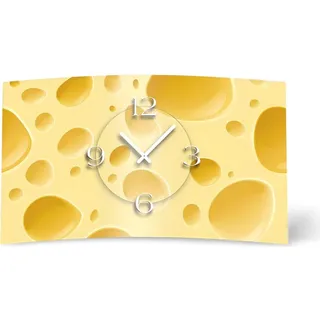 Käse Cheese Designer Wanduhr modernes Wanduhren Design leise kein ticken dixtime 3D-0002 - Gelb