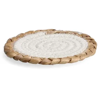 Zeller 27085 Glasuntersetzer Boho Kitchen, Baumwolle/Maisblätter, Natur, Ø12
