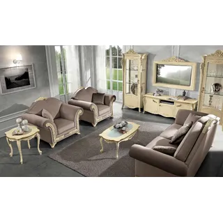 tv Schrank Holz rtv wohnwand  Wohnzimmer Klassische Design Set 2tlg. Beige Neu - Beige