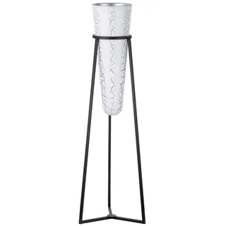 Gilde Vase mit Metallständer "Future" Vase weiß mit silberfarbener Krakelierung/Me